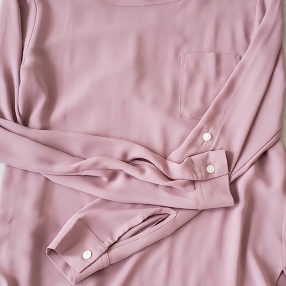 LOFT Dusty Pink Blouse Roll Up Sleeves XS - Picture 6 of 8